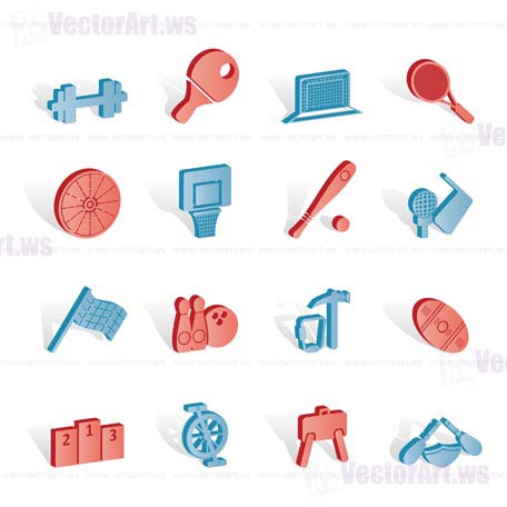 Sports gear and tools - vector icon set