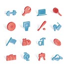 Sports gear and tools - vector icon set