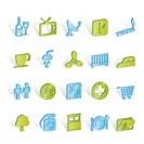 Hotel and Motel objects icons - vector icon set