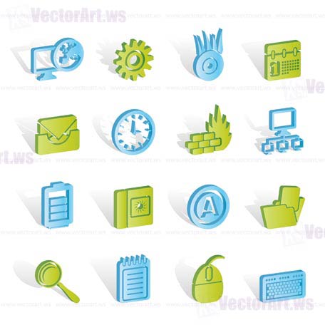 Computer, mobile phone and Internet icons -  Vector Icon Set