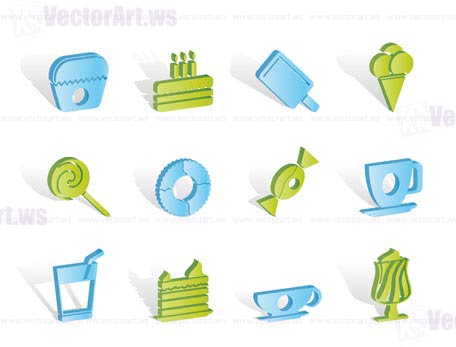 Sweet food and confectionery icons - vector icon set