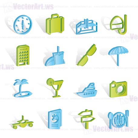 travel, trip and tourism icons - vector icon set