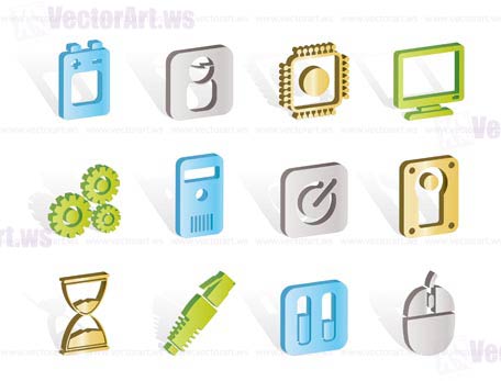 Computer and mobile phone elements icon - vector icon set