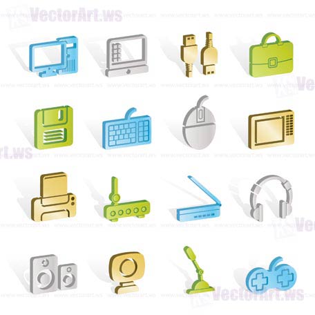 Computer equipment and periphery icons - vector icon set