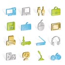 Computer equipment and periphery icons - vector icon set