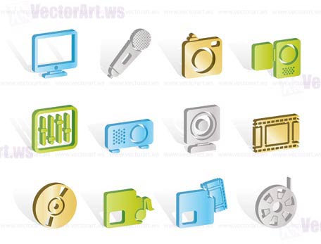 Media equipment icons - vector icon set