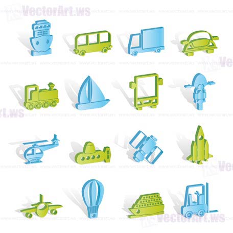 Transportation, travel and shipment icons - vector icon set