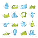 Transportation, travel and shipment icons - vector icon set