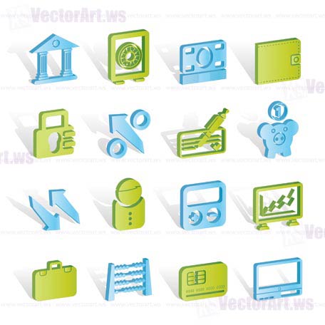 Bank, business and finance icons - vector icon set