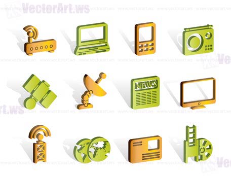 Business, technology communications icons - vector icon set