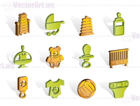 Child, Baby and Baby Online Shop Icons - Vector Icon Set