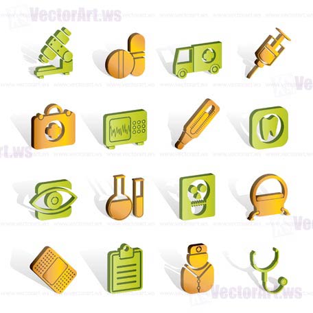 medical, hospital and health care icons - vector icon set