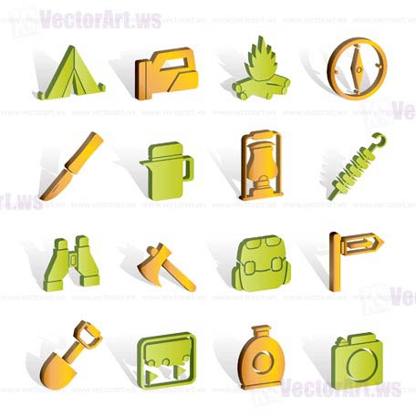 tourism and hiking icons - vector icon set