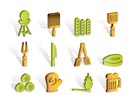 picnic, barbecue and grill icons - vector icon set