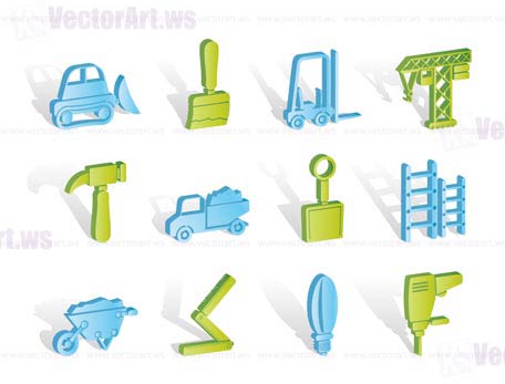 Building and Construction equipment icons - Vector Icon Set