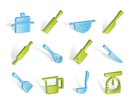 Cooking equipment and tools icons - vector icon set