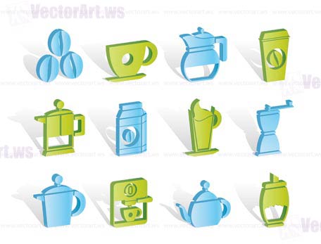 coffee industry signs and icons - vector icon set