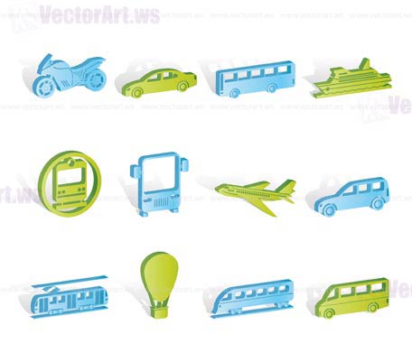 Travel and transportation of people icons - vector icon set