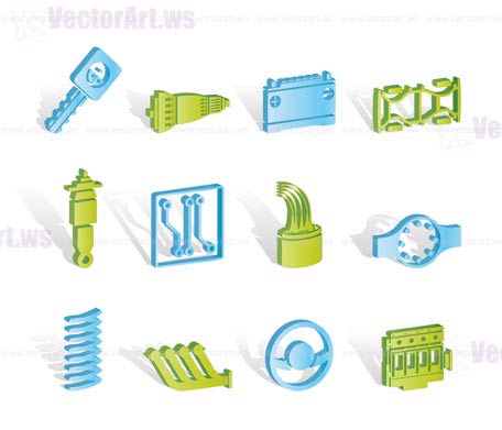 Realistic Car Parts and Services icons - Vector Icon Set 2