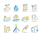 oil and petrol industry objects icons - vector icon set