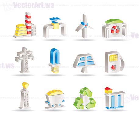 Power and electricity industry icons - vector icon set