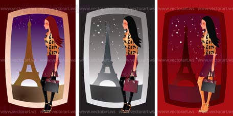 sexy girl in paris - vector illustration