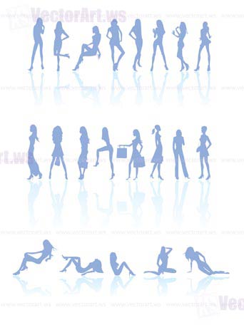 diferen kind of women silhouette - vector illustration