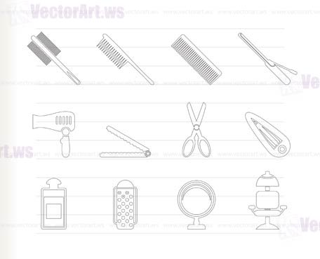 hairdressing, coiffure and make-up icons  - vector icon set