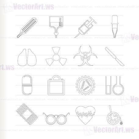 collection of  medical themed icons and warning-signs vector icon set