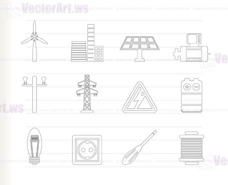 Electricity and power icons - vector icon set