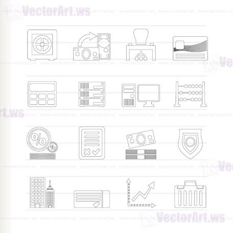 bank, business, finance and office icons - vector icon set