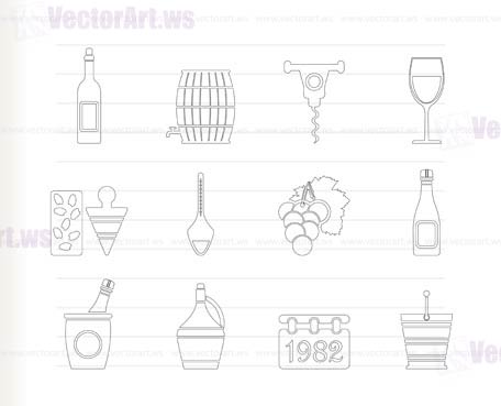 Wine and drink Icons - Vector Icon Set