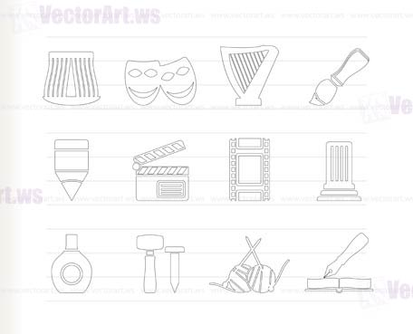 Different kind of art icons - vector icon set