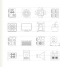 Computer  performance and equipment icons - vector icon set