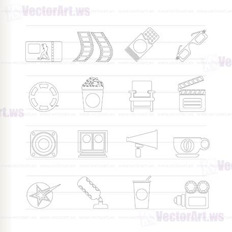 Cinema and Movie - vector icon set