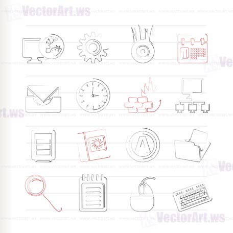 Computer, mobile phone and Internet icons -  Vector Icon Set