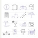 travel, trip and tourism icons - vector icon set