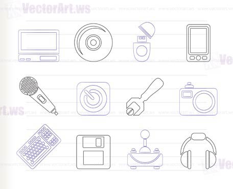 Computer and mobile phone Equipment Icons - Vector Icon Set