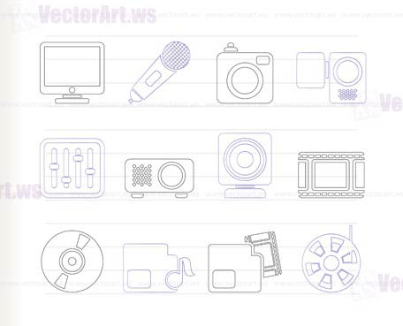 Media equipment icons - vector icon set