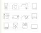 technical, media and electronics icons - vector icon set