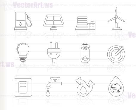 Ecology, power and energy icons - vector icon set