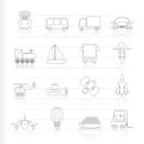 Transportation, travel and shipment icons - vector icon set