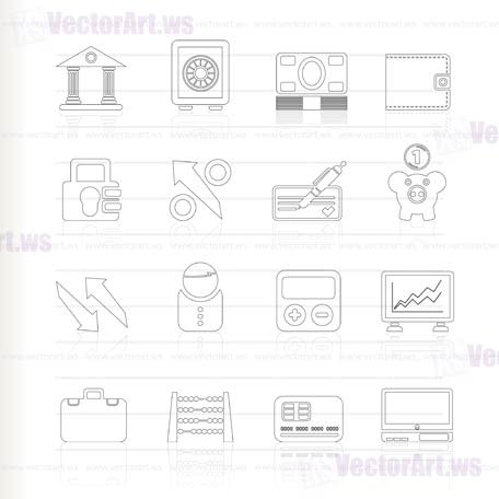 Bank, business and finance icons - vector icon set