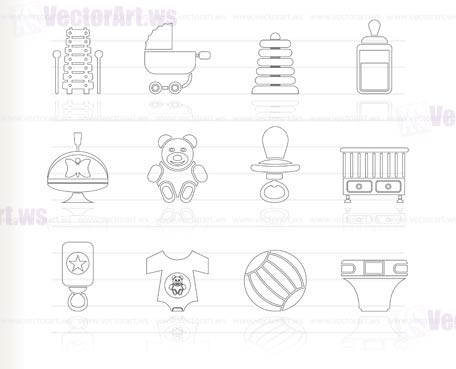 Child, Baby and Baby Online Shop Icons - Vector Icon Set