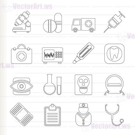 medical, hospital and health care icons - vector icon set