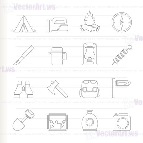 tourism and hiking icons - vector icon set