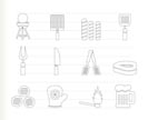 picnic, barbecue and grill icons - vector icon set