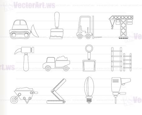 Building and Construction equipment icons - Vector Icon Set