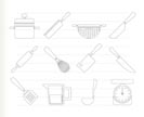 Cooking equipment and tools icons - vector icon set