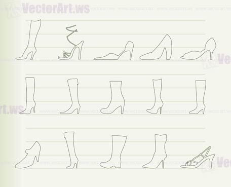 shoe and boot icons - vector icon set